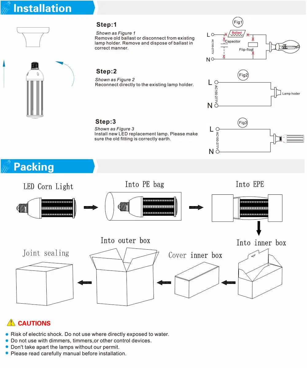 Replace HPS Mhl HID 20W LED Street Corn Light