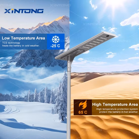 IP67 80 W wasserdichte, energiesparende ODM-All-in-One-Straßenlaterne mit integriertem Solarstrom und Batterie